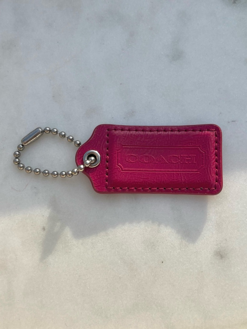 COACH Vintage Leather Hang Tag, Hot Pink